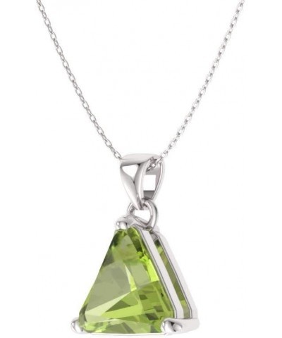 Natural and Certified Triangle Cut Gemstone Solitaire Necklace in 14k White Gold | 0.50 Carat Pendant with Chain Peridot $115...