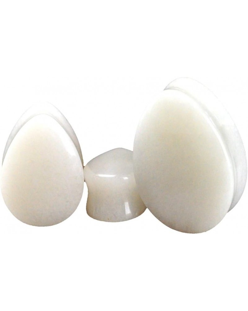 White Jade Stone Teardrop Plugs - Sold as a Pair 9/16" (14mm) $9.80 Body Jewelry