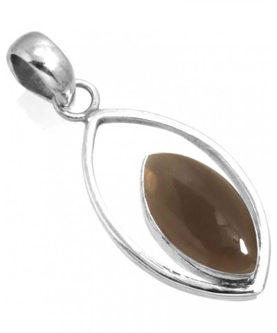 925 Sterling Silver Statement Pendant for Women 8x16 Marquoise Gemstone Handmade Jewelry for Gift (99584_P) Smoky Topaz $17.9...