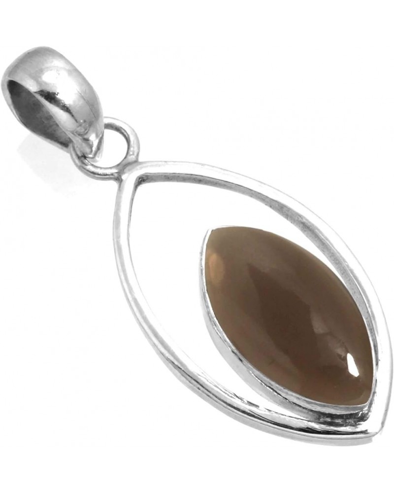 925 Sterling Silver Statement Pendant for Women 8x16 Marquoise Gemstone Handmade Jewelry for Gift (99584_P) Smoky Topaz $17.9...