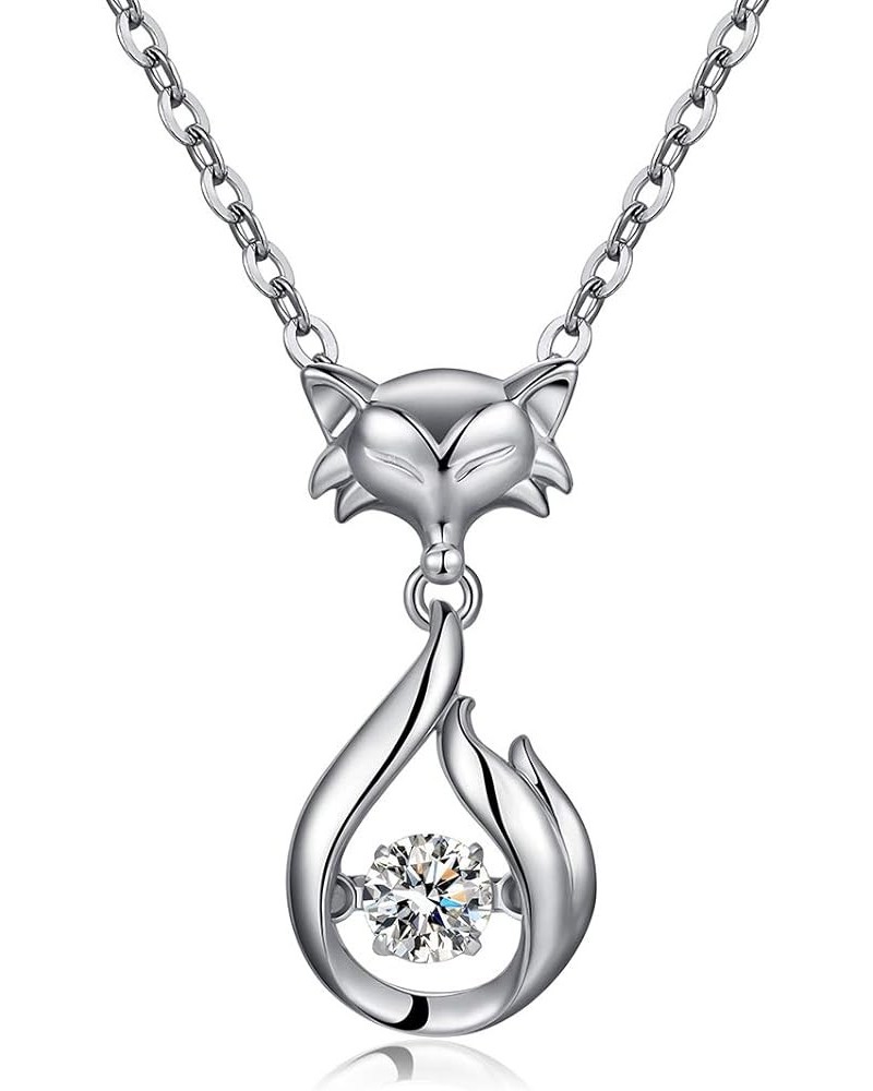 Lovely Cat Necklace for Women 925 Sterling Silver Cat on Moon Necklace 18K Platinum Plated Cat Jewelry Cat Pendant for Cat Lo...