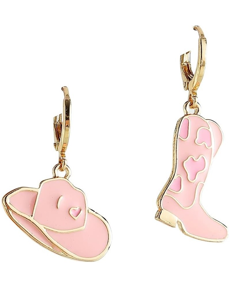 Enamel Western Cowgirl Cowboy Boot Earrings For Women Girls Hat Dangle Drop Earrings Pink Y2k Jewelry Fashion Aesthetic Earri...