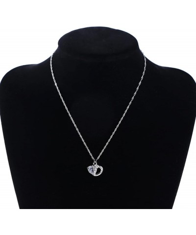 Pendant Necklace Cubic Zirconia Inlaid Neck Decoration Women Cubic Zirconia Inlaid Heart Shape Necklace for Party White $3.59...