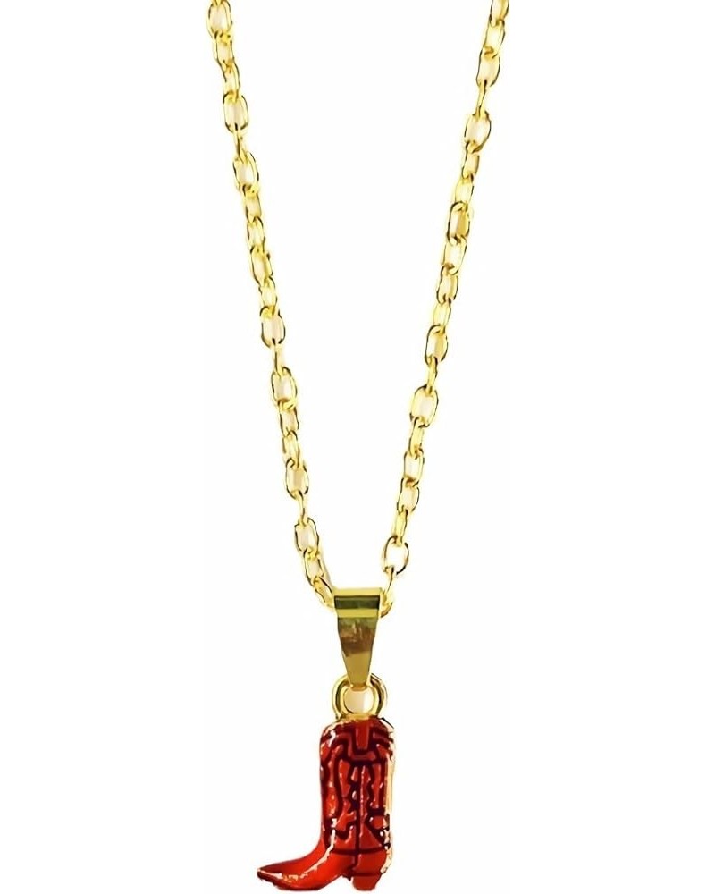 Boot Necklace for Women Western Cowboy Red Boot Pendant Necklace Dainty 14k Gold Plated Western Necklace for Girls Fashion Je...