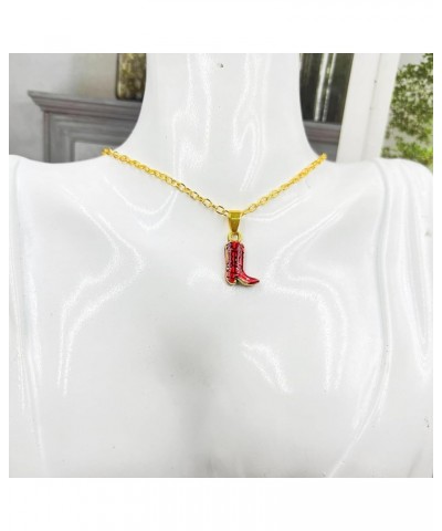 Boot Necklace for Women Western Cowboy Red Boot Pendant Necklace Dainty 14k Gold Plated Western Necklace for Girls Fashion Je...