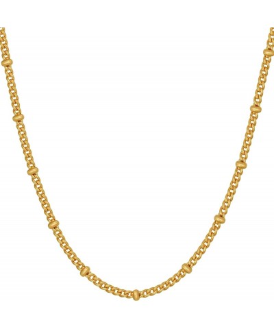 Tiny Curb Link Gold Necklace for Women with Divider Balls 24k Real Gold Plated Necklace 2.8mm 24 inches $19.72 Necklaces