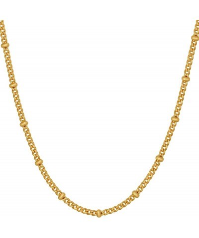 Tiny Curb Link Gold Necklace for Women with Divider Balls 24k Real Gold Plated Necklace 2.8mm 24 inches $19.72 Necklaces