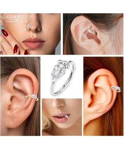 Daith Jewelry Conch Piercing Jewelry 16G Hoop 316L Surgical Steel 8mm 10mm Hinged Nose Rings Clicker Earring for Women Earrin...