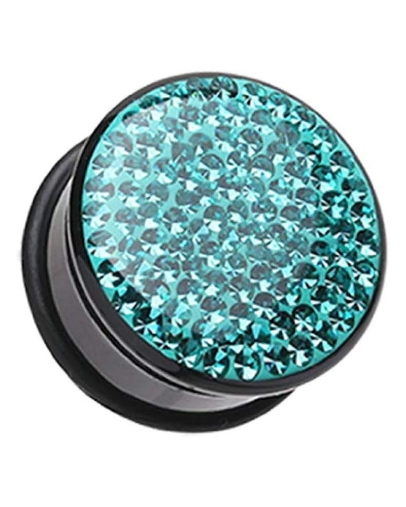 Brilliant Sparkles Black Body Single Flared Ear Gauge Plug 2 GA (6.5mm), Teal $11.95 Body Jewelry