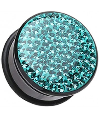 Brilliant Sparkles Black Body Single Flared Ear Gauge Plug 2 GA (6.5mm), Teal $11.95 Body Jewelry