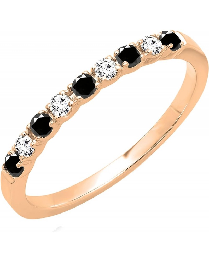 Alternating Round Black & White Diamond Stackable Women's Wedding Ring in Gold 5 14k - Metal Stamp Rose Gold $110.49 Bracelets