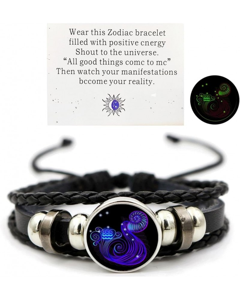 Vintage Zodiac Constellation Bracelets Zodiac Guardian Bracelet Black Leather Bracelet Adjustable Handmade Woven Bracelet Bir...