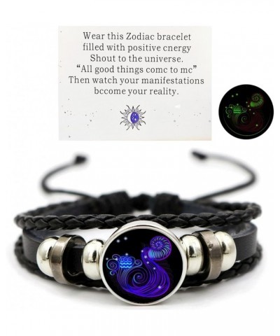 Vintage Zodiac Constellation Bracelets Zodiac Guardian Bracelet Black Leather Bracelet Adjustable Handmade Woven Bracelet Bir...