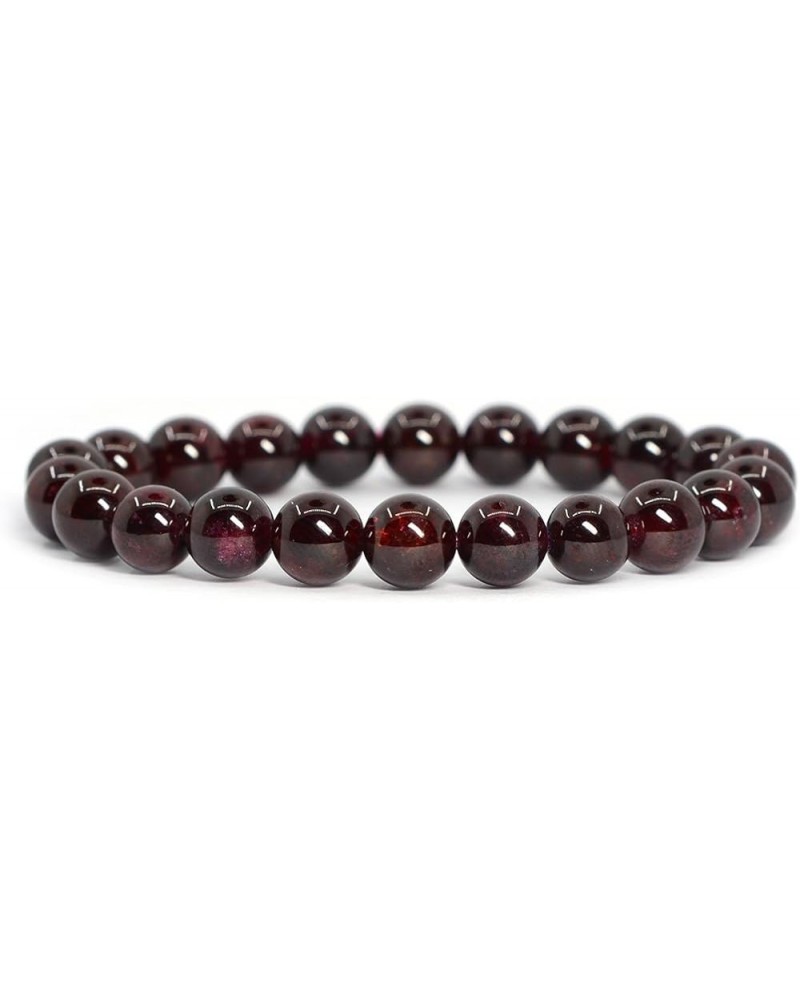 Gem Semi Precious Gemstone 8mm Round Beads Stretch Bracelet 7 Inch Unisex Red Garnet $9.89 Bracelets