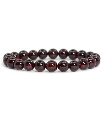 Gem Semi Precious Gemstone 8mm Round Beads Stretch Bracelet 7 Inch Unisex Red Garnet $9.89 Bracelets