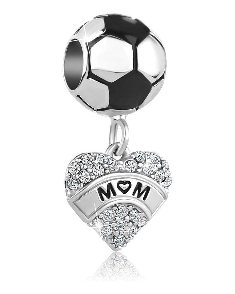 I Love Baseball Softball Soccor Mom Sports Lover Charms for Bracelets Dangle Charm Bead Compatible with Pandora Charms Bracel...