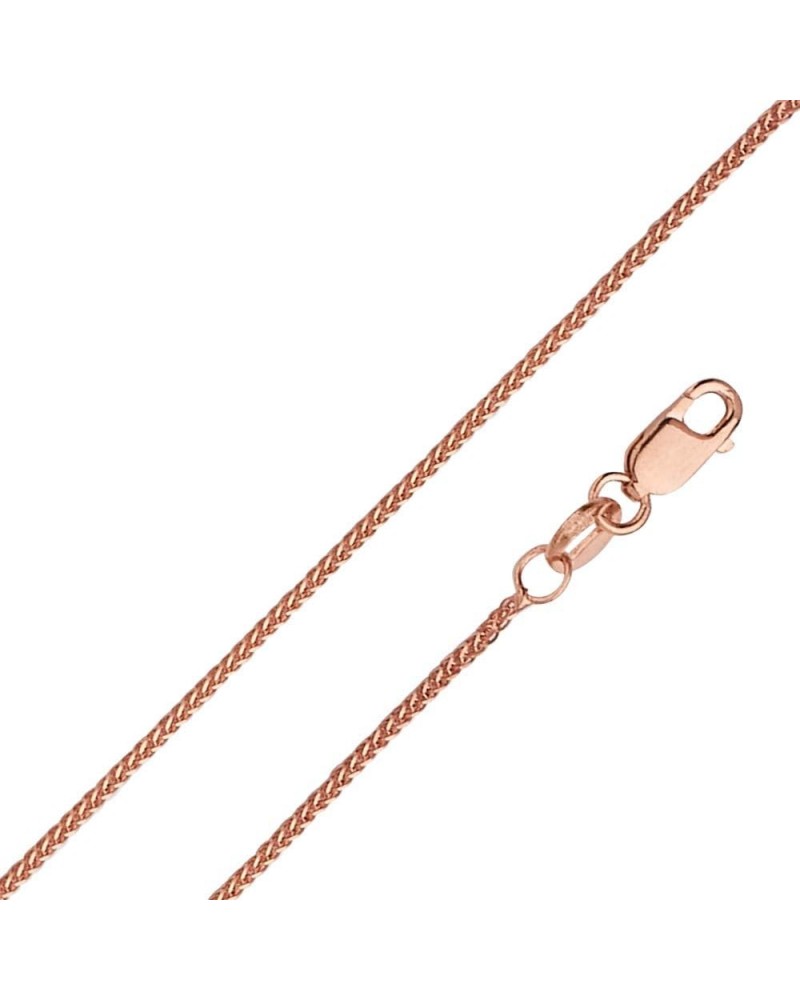 14k Yellow OR White OR Rose/Pink Gold Solid 0.8mm Diamond Cut Braided Square Wheat Chain Necklace with Lobster Claw Clasp pin...