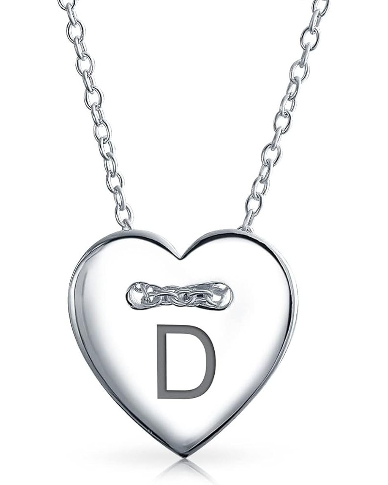 Personalized Flat Slide Button Heart Shape Slide Pendant Engravable Sterling Silver Necklace Alphabet Initial For Women Teen ...