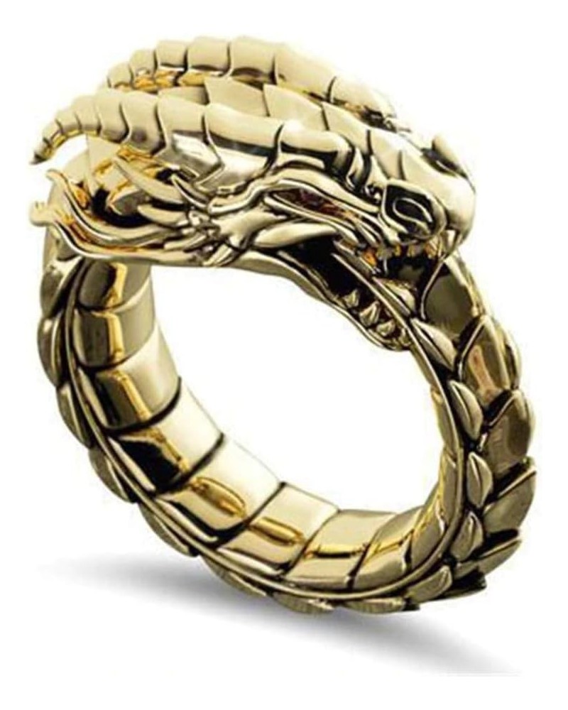 3D Ouroboros Snake Serpent Ring Silver Eating Tail Mayan Cobra Stainless Steel Brass Copper Leviathan Poseidon Coiled Dragon ...