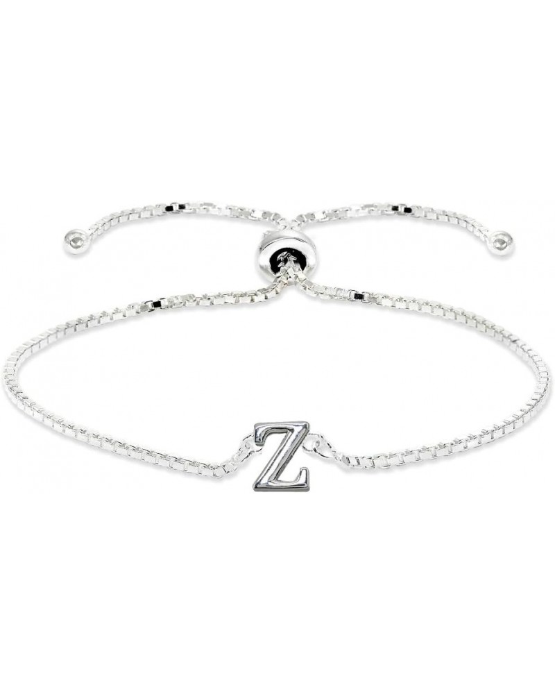 Initial Bracelet for Women Girls Sterling Silver Lowercase Alphabet Letter Name Personalized Gifts Adjustable Bracelets, A-Z ...