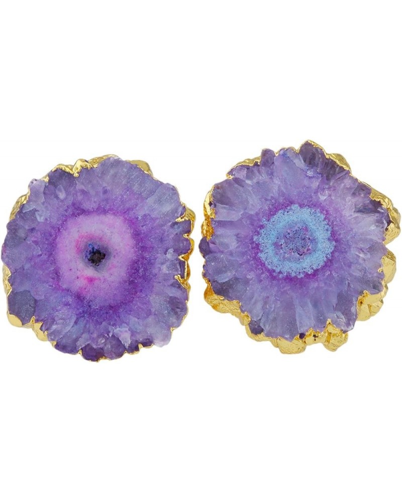 Women's Natural Agate Quartz Geode Druzy Stud Earrings for Women Agate Stone Purple $10.96 Earrings