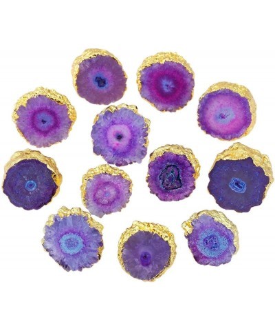 Women's Natural Agate Quartz Geode Druzy Stud Earrings for Women Agate Stone Purple $10.96 Earrings