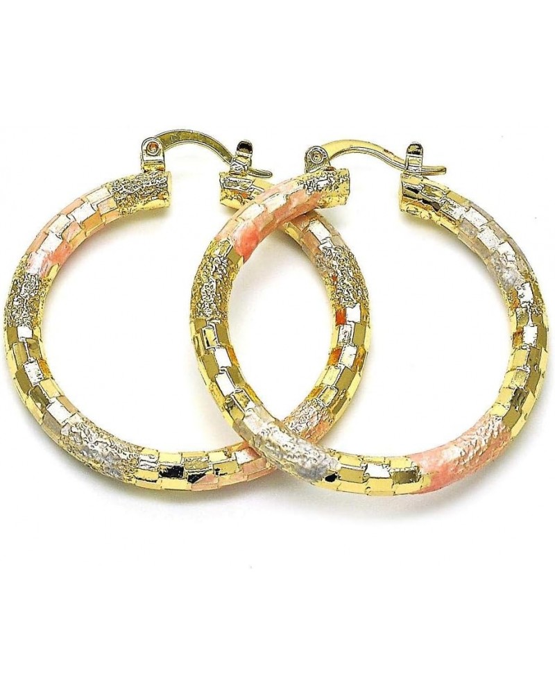 Women's Glitter Diamond Cut Design 4mm Wide Small Medium Large XL Extra Large 40-80mm Tri Colored 14k Gold Layered Round BIG ...