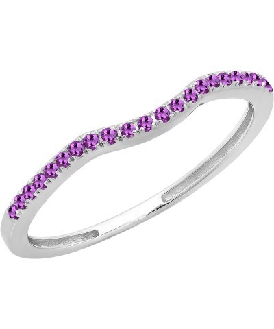 1.10mm Round Amethyst Contour Stackable Wedding Ring Band for Women in 10K Gold 4 White Gold $79.00 Rings