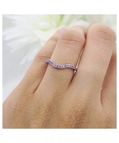 1.10mm Round Amethyst Contour Stackable Wedding Ring Band for Women in 10K Gold 4 White Gold $79.00 Rings