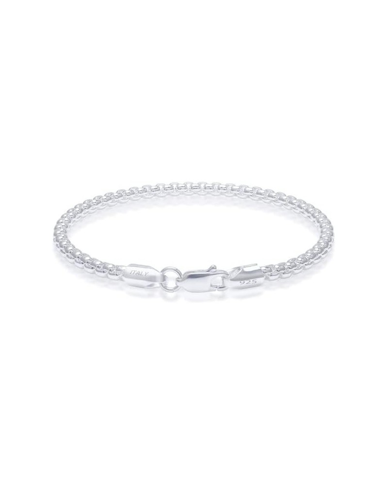 925 Sterling Silver Clasp Box Bracelets 2mm Silver Bracelets for women Round Box Chain Bracelet for men 6.5-9 Inches Silver 3...