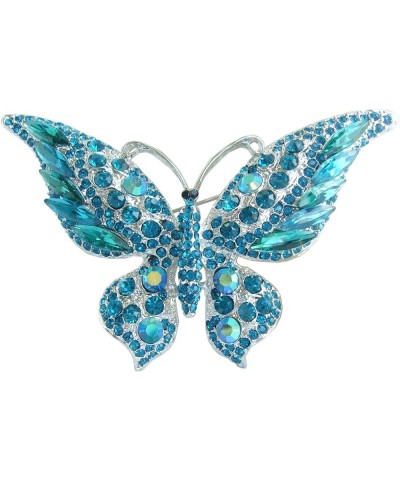 Zeepoffine 3.74" Butterfly Brooch Pin Pendant Rhinestone Crystal Austrian Crystal BZ4538 Silver-Tone Turquoise $9.00 Brooches...