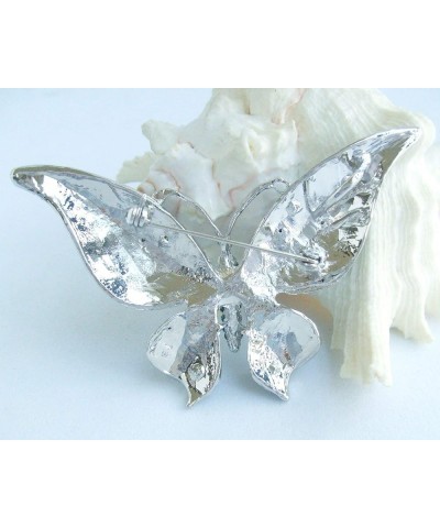 Zeepoffine 3.74" Butterfly Brooch Pin Pendant Rhinestone Crystal Austrian Crystal BZ4538 Silver-Tone Turquoise $9.00 Brooches...