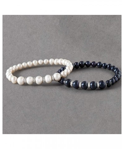 6-8.5mm Black Cultured Pearl and .25 ct. t.w. Diamond Stretch Bracelet With Sterling Silver 8.0 Inches $55.80 Bracelets