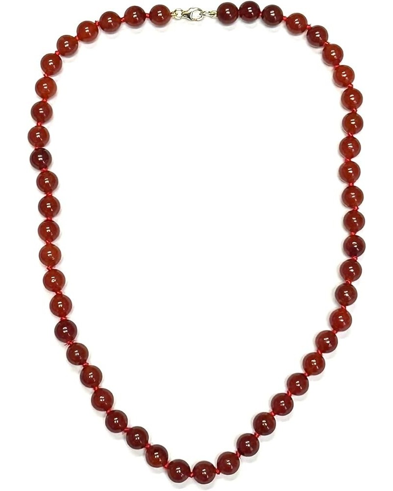 14K Yellow Gold 8mm Round Jade Necklace 24" Red $83.93 Necklaces