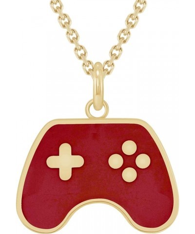 Gaming Controller Pendant Necklace in Solid 14k Gold, Gamer Gifts, Made in America 16" Necklace Yellow Gold Red Enamel $85.75...