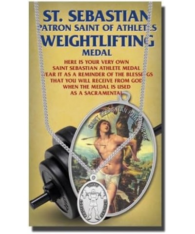 Oval Catholic Saint Sebastian Patron of Athletes Pendant Necklace on a Chain for Men Women, Made in USA Sport-Weightlifting $...