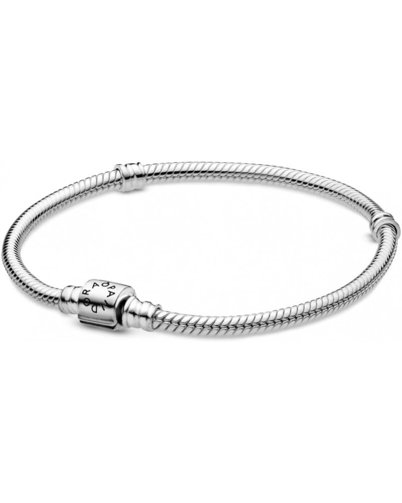 Moments Barrel Clasp Snake Chain Bracelet - Silver Bracelet for Women - Gift for Her - Sterling Silver, With Gift Box 7.5 Inc...