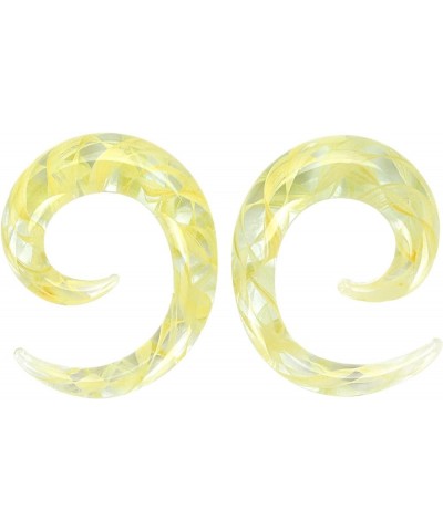 2 PC Glass Ear Tapers Plugs 8G-00G Spiral Gauges Piercing Jewelry Set 8G(3mm) Yellow $6.29 Body Jewelry