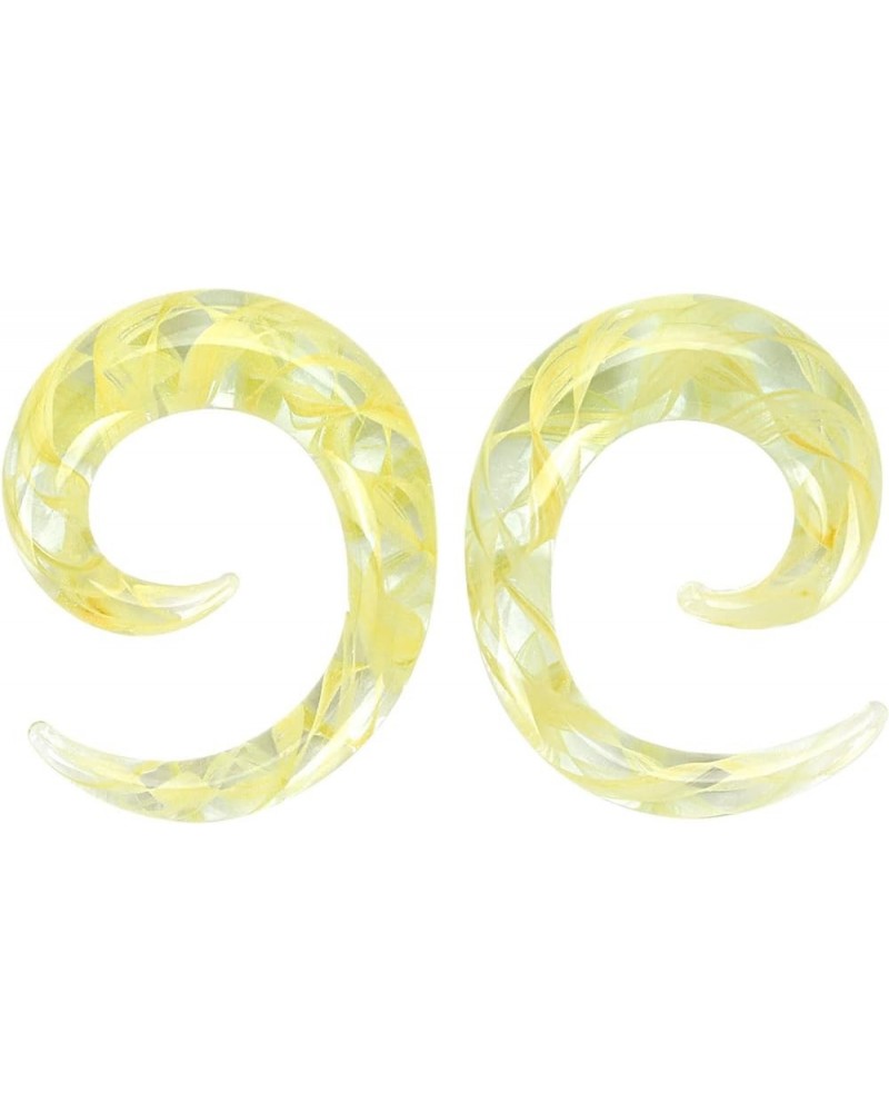 2 PC Glass Ear Tapers Plugs 8G-00G Spiral Gauges Piercing Jewelry Set 8G(3mm) Yellow $6.29 Body Jewelry