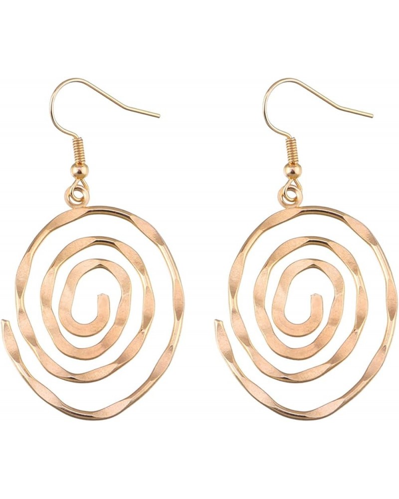 Round Spiral Earrings for Women Girls Creative Gold Silver Plated Circle Metal Wave Thread Hollow Out Dangle Drop Statement E...