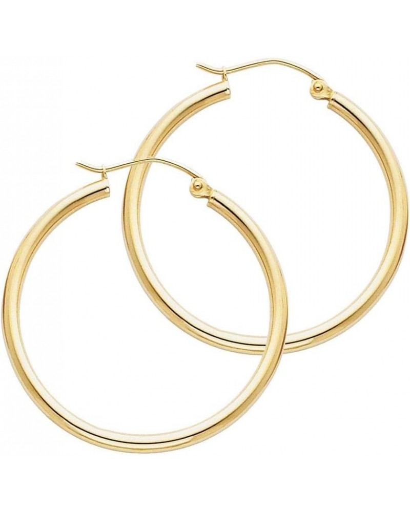 14K Plain Gold 2MM Hoop Earrings for Women - Available in Large, Medium and Small Sizes 30.0 Millimeters Yellow Gold $33.20 E...