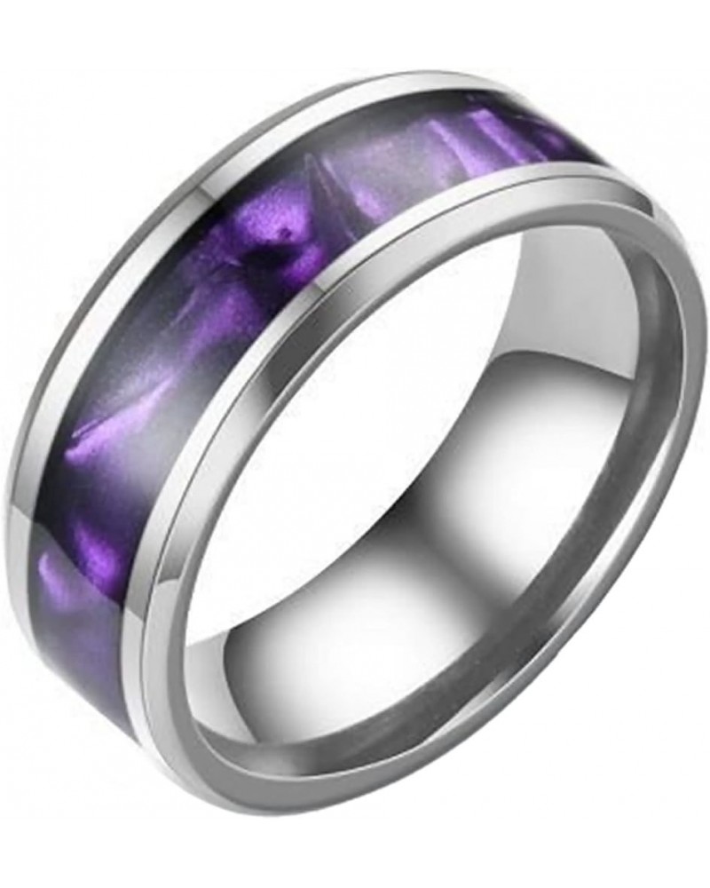 Synthetic Amethyst Ring Silver Stainless Steel Genderless Purple Wedding Band Sizes 6-13 10 $12.75 Others