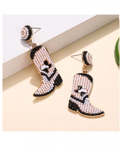 Beaded Cowboy Boot Earring Western Cowgirl Boots Earrings for Women Boho Shoes Dangle Drop Earrings Y2k Jewelry Party Gift Bl...