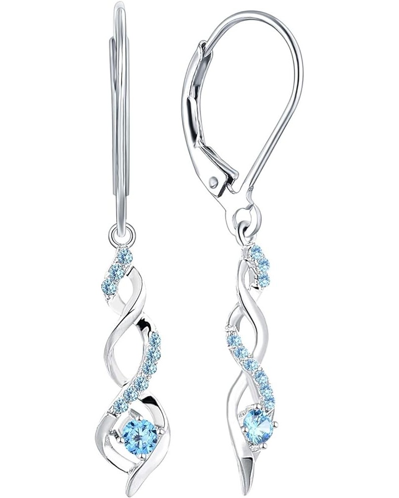 925 Sterling Silver Infinity Dangle & Drop Earrings with AAA Cubic Zirconia March,aquamrine color $21.93 Earrings