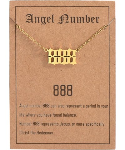 111 222 333 444 555 777 888 999 Angel Number Necklace Gold Numerology Jewelry Lucky Number Minimalist Gift For Her Gold (incl...