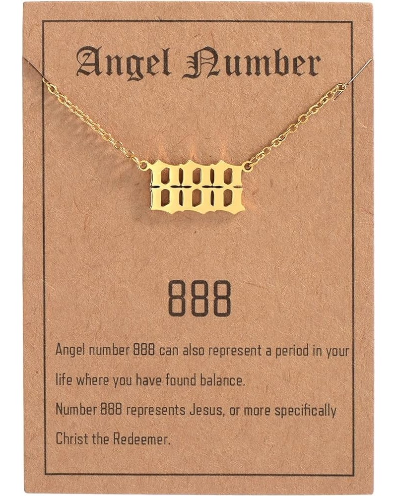 111 222 333 444 555 777 888 999 Angel Number Necklace Gold Numerology Jewelry Lucky Number Minimalist Gift For Her Gold (incl...