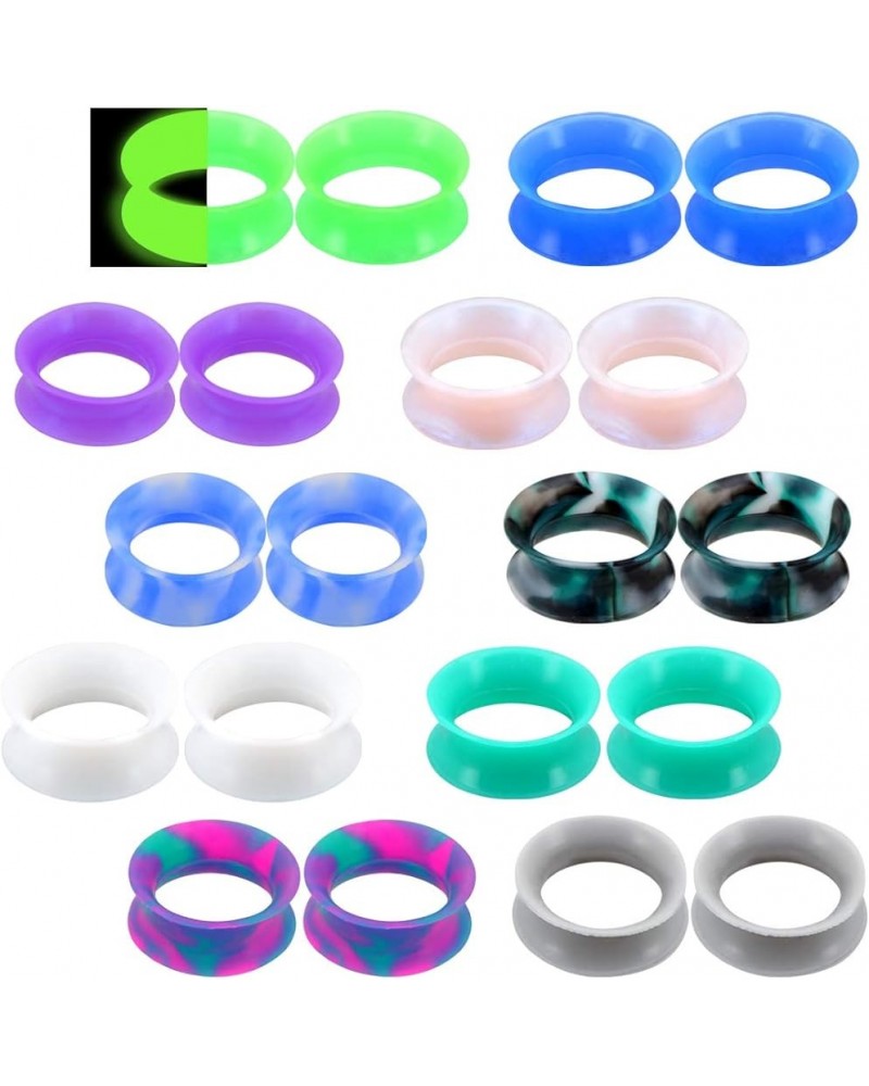 20PCS Soft Silicone Ear Gauges Flesh Tunnels Plugs Stretchers Expander Double Flared Flesh Tunnels Ear Piercing Jewelry 3/4''...