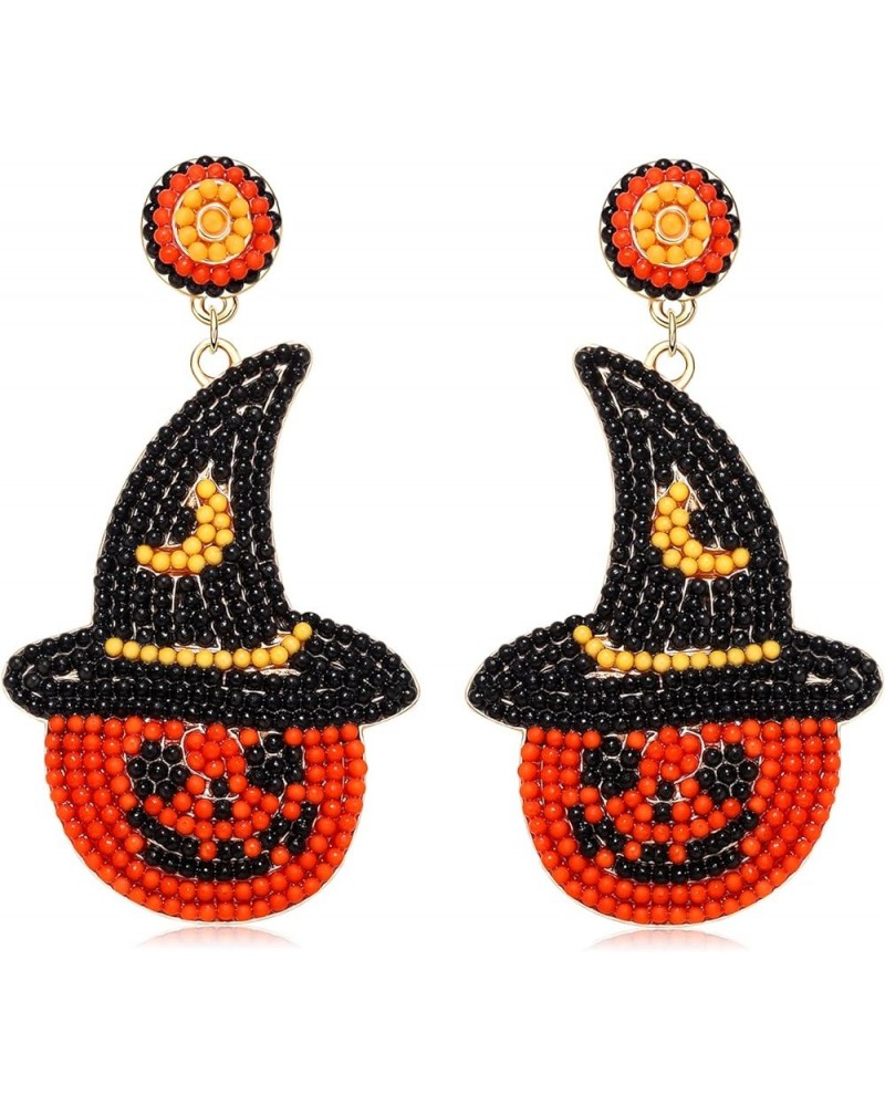 Halloween Earrings for Women Cute Pumpkin Beaded Dangle Earrings Halloween Holiday Costumes Party Jewelry Gifts for Kids Girl...