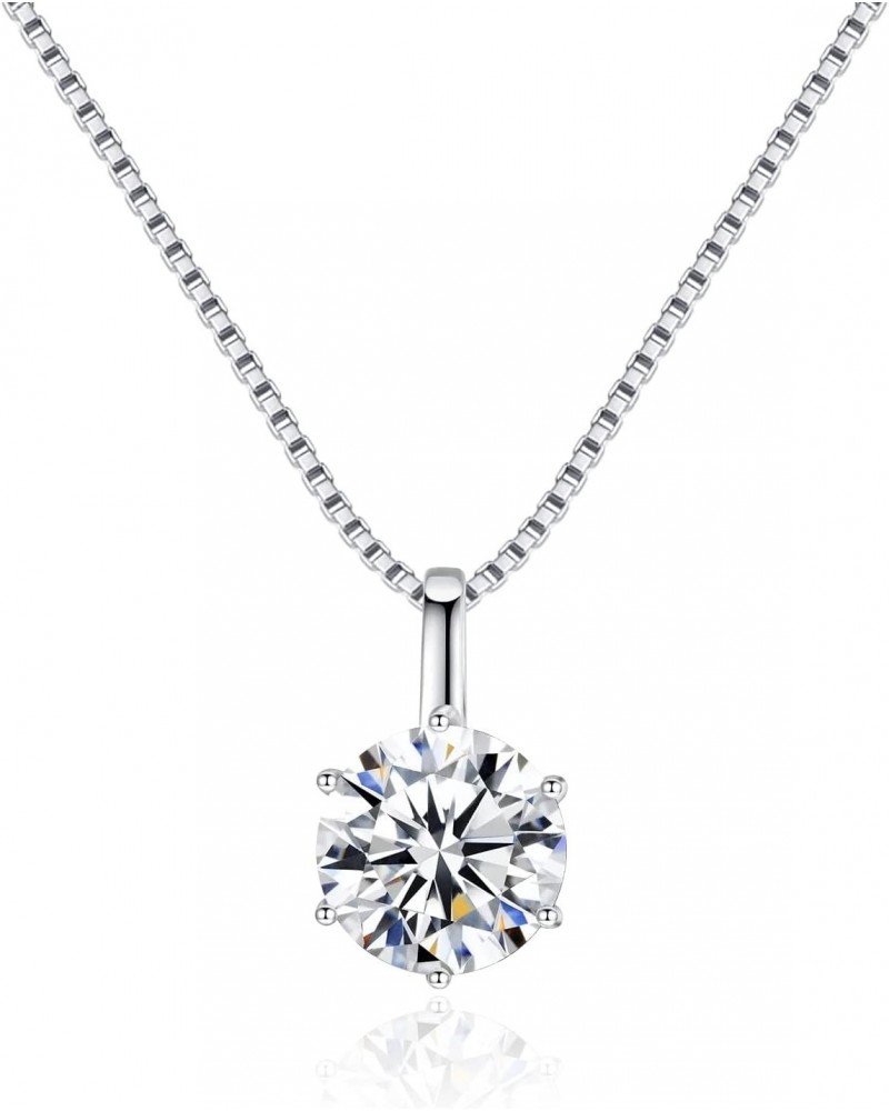 1 Carat Round Cut Solitaire Moissanite Pendant Necklace D Color VVS1 Clarity 3-5mls White Gold Plated 925 Pure Sterling Silve...