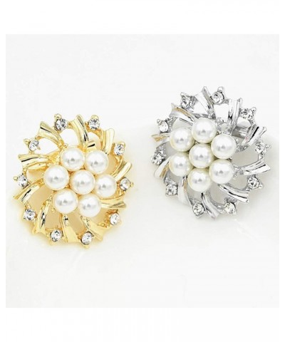 Brooch Pin Woman Fashion Faux Pearl Rhinestone Inlaid Flower Cardigan Shawl Clip Golden Golden $3.04 Brooches & Pins